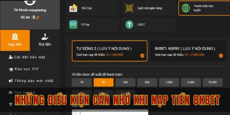 Nội dung cần lưu ý khi hội viên nạp tiền nhà cái